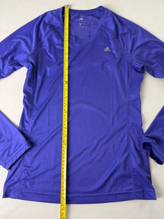 Adidas Aeroready Purple V-Neck Long Sleeve Performance Top Size M - Picture 5 of 11